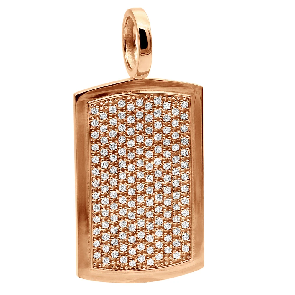 14K Yellow Gold Diamond Dog Tag Pendant For Men 3.25 Carats Iced Out Design 5 14K Yellow Gold Diamond Dog Tag Pendant For Men 3.25 Carats Iced Out Design - Image 3