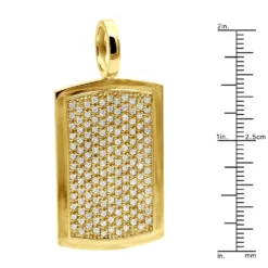 14K Yellow Gold Diamond Dog Tag Pendant For Men 3.25 Carats Iced Out Design 17 14K Yellow Gold Diamond Dog Tag Pendant For Men 3.25 Carats Iced Out Design -Outlet Bijou Lush Store solid 14k gold diamond dog tag pendant for men 325 carats iced out design 407140 ruler yellow