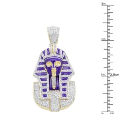 14K Yellow Gold Egyptian Pharaoh Head Enamel Diamond Pendant For Men 2.38ct -Outlet Bijou Lush Store solid 14k gold egyptian pharaoh head enamel diamond pendant for men 238ct rulerye