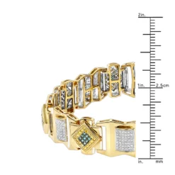 Solid 10K Yellow Gold Men's Diamond Bracelet Yellow Blue White 2.5 Ct -Outlet Bijou Lush Store solid gold mens diamond bracelet yellow blue white 276ct p 6498 rulerye