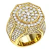 14K Yellow Gold Statement Men's Diamond Ring 7ct By Luxurman