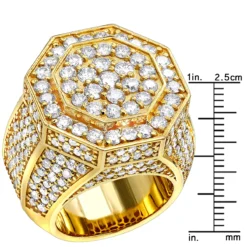 14K Yellow Gold Statement Men's Diamond Ring 7ct By Luxurman -Outlet Bijou Lush Store statement jewelry 14k gold mens diamond ring 7ct by luxurman rulerye