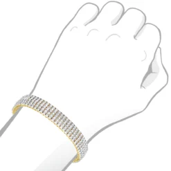 Men's Sterling Silver 5 Row Diamond 1.5ct Gold Plated Bracelet -Outlet Bijou Lush Store sterling silver 5 row diamond bracelet 225ct gold plated p 49466 bodye