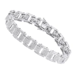 Sterling Silver Men's Diamond Bracelet 0.84ct