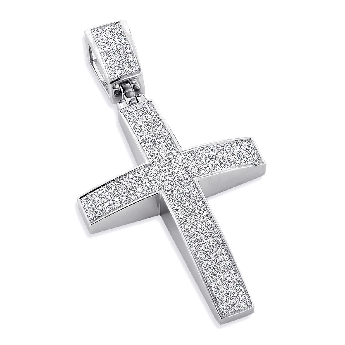 Large Sterling Silver Diamond Cross Pendant For Men 1.75ct 3 Large Sterling Silver Diamond Cross Pendant For Men 1.75ct