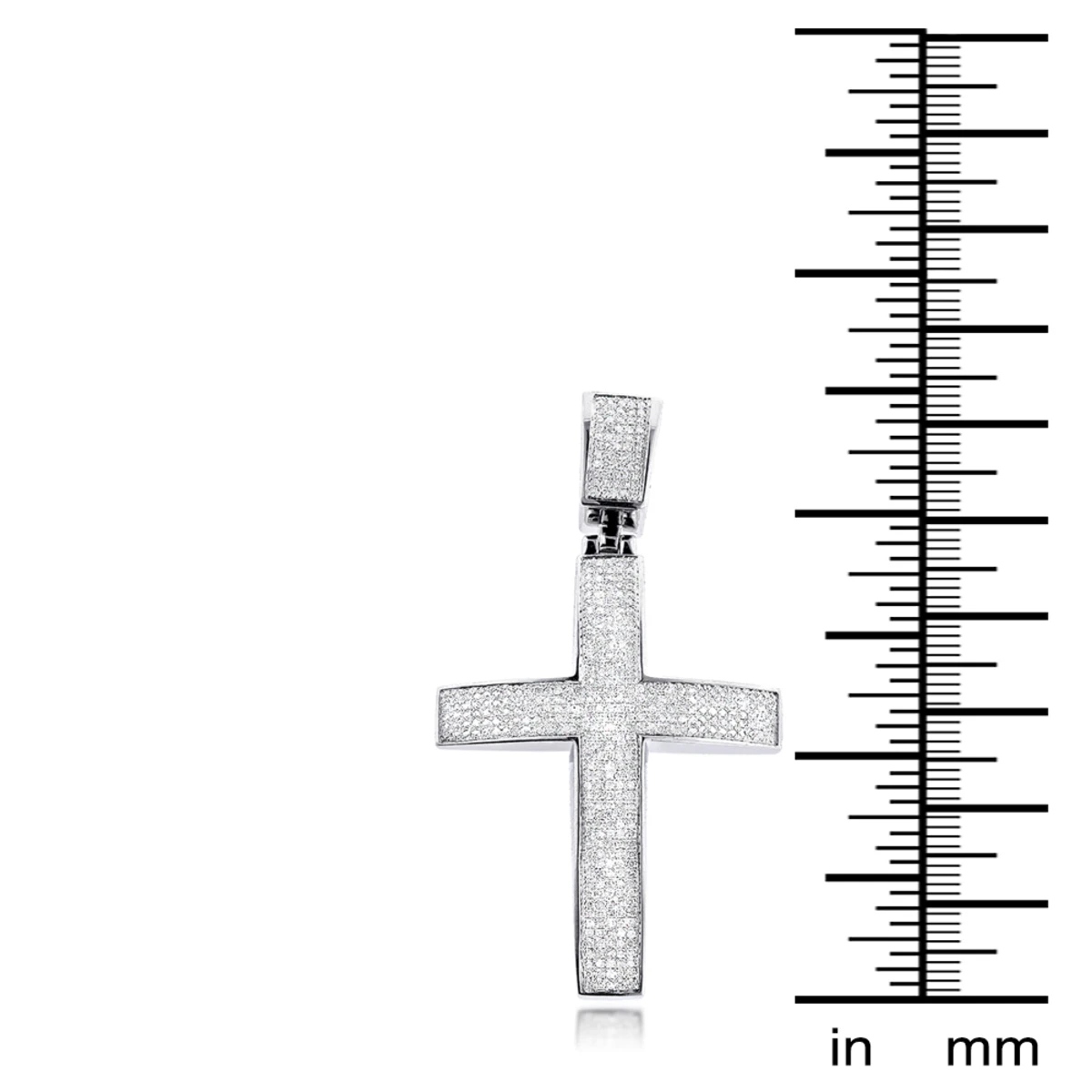 Large Sterling Silver Diamond Cross Pendant For Men 1.75ct 5 Large Sterling Silver Diamond Cross Pendant For Men 1.75ct - Image 3