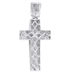 Sterling Silver Diamond Cross Pendant 1.90ct -Outlet Bijou Lush Store sterling silver diamond cross pendant 190ct back white