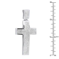 Sterling Silver Diamond Cross Pendant 1.90ct -Outlet Bijou Lush Store sterling silver diamond cross pendant 190ct ruler white