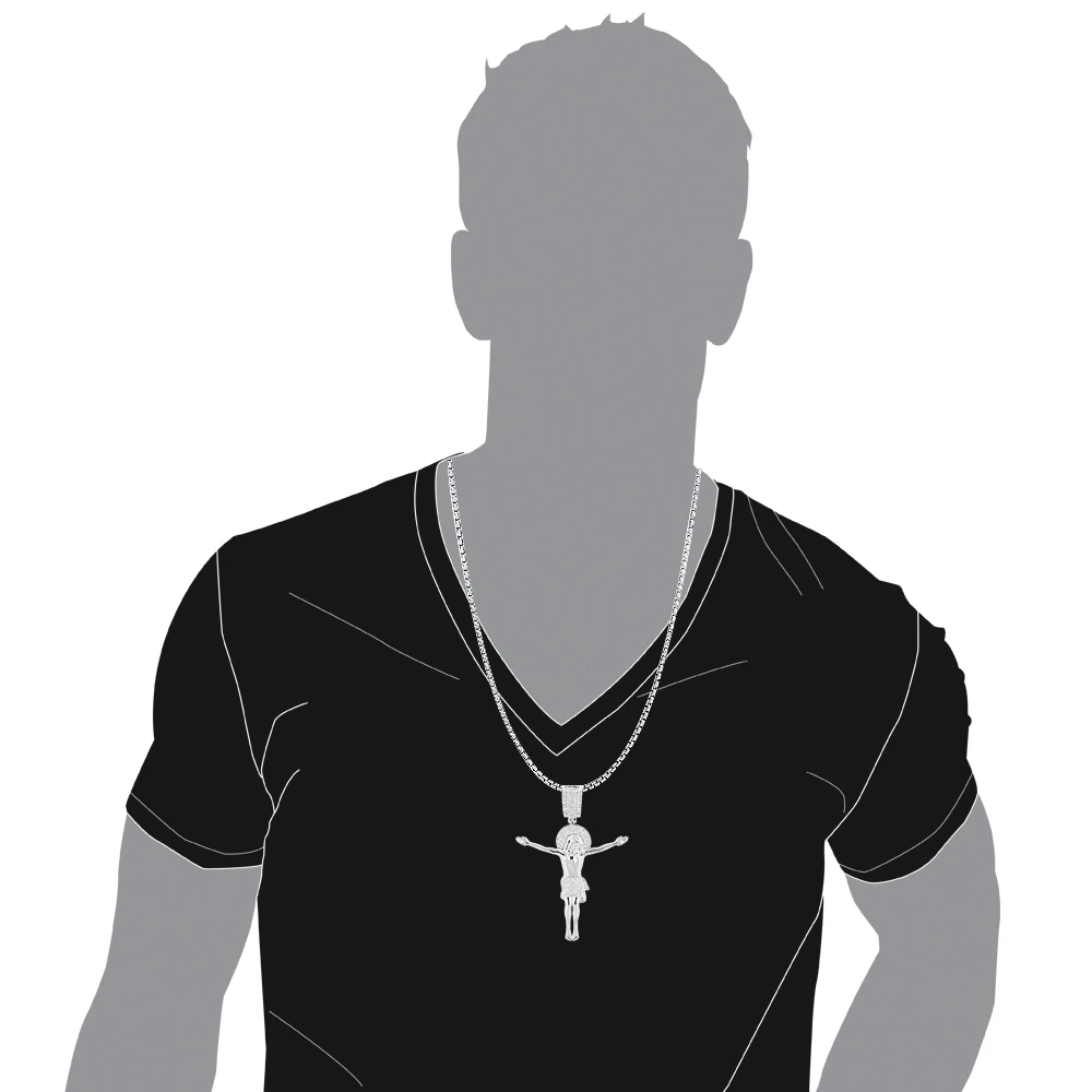 Real Sterling Silver Diamond Jesus Crucifix Pendant 0.6ct 5 Real Sterling Silver Diamond Jesus Crucifix Pendant 0.6ct - Image 3