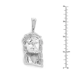 Sterling Silver Diamond Jesus Face Pendant 0.84ct -Outlet Bijou Lush Store sterling silver diamond jesus face pendant 084ct rulerwh