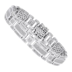Sterling Silver Men's Diamond Bracelet 2.19ct