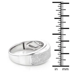 Sterling Silver Men's Diamond Wedding Band 0.32ct -Outlet Bijou Lush Store sterling silver mens diamond wedding band 027ct p 47881 ruler