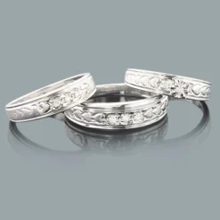 Sterling Silver Trio Diamond Ring Set 0.17ct