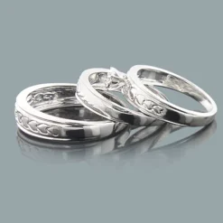 Outlet Bijou Lush Store -Outlet Bijou Lush Store sterling silver trio diamond ring set 017ct 2