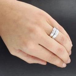 Sterling Silver Trio Diamond Ring Set 0.17ct -Outlet Bijou Lush Store sterling silver trio diamond ring set 017ct 3