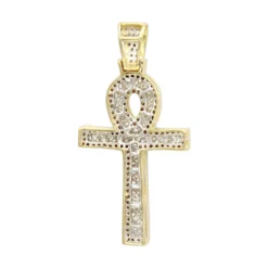 Unique 1 Carat Diamond Cross Pendant Egyptian Ankh Symbol Of Life 14K Yellow Gold -Outlet Bijou Lush Store unique 1 carat diamond cross pendant egyptian ankh symbol of life 14k gold backye