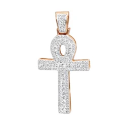 Unique 1 Carat Diamond Cross Pendant Egyptian Ankh Symbol Of Life 14K Yellow Gold -Outlet Bijou Lush Store unique 1 carat diamond cross pendant egyptian ankh symbol of life 14k gold ro