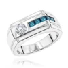 Unique 1 Carat White And Blue Diamonds Ring For Men 14K White Gold By Luxurman -Outlet Bijou Lush Store unique 1 carat white and blue diamonds ring for men in 14k gold by luxurman wh