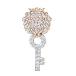 Unique 10K Yellow Gold Diamond King Lion Head Pendant With Key For Men 1 Carat -Outlet Bijou Lush Store unique 10k gold diamond king lion head pendant with key for men 1 carat ro