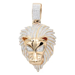 Unique 10K Yellow Gold Lion Head Diamond Pendant For Men 0.9ct By Luxurman -Outlet Bijou Lush Store unique 10k gold lion head diamond pendant for men 09ct by luxurman ro