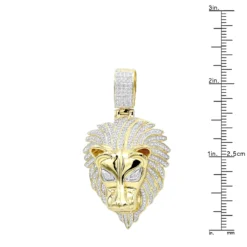 Unique 10K Yellow Gold Lion Head Diamond Pendant For Men 0.9ct By Luxurman -Outlet Bijou Lush Store unique 10k gold lion head diamond pendant for men 09ct by luxurman rulerye