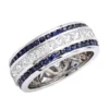 Unique 14K White Gold Blue Sapphires And Diamond Wedding Band For Men & Women 4.5ct -Outlet Bijou Lush Store unique 14k gold blue sapphires and diamond wedding band for men women 45ct 000816 mainwh