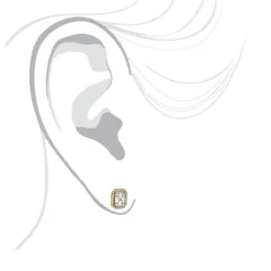 Unique Women's Or Men's Round & Baguette Diamond Cluster Earrings Studs 0.6ct -Outlet Bijou Lush Store unique 14k gold cluster diamond earrings studs for men and women halo design bodye