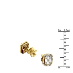 Unique Women's Or Men's Round & Baguette Diamond Cluster Earrings Studs 0.6ct -Outlet Bijou Lush Store unique 14k gold cluster diamond earrings studs for men women 06ct 803208 rulerye