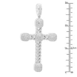 Unique 14K White Gold Large Cuban Link Cross Diamond Pendant For Men 2.5ct 3 Inch -Outlet Bijou Lush Store unique 14k gold large cuban link cross diamond pendant for men 25ct 3 inch 803174 rulerwh