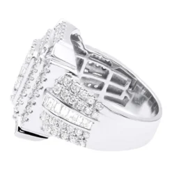 Unique 14K Yellow Gold Large Men's 3.5ct Round & Baguette Cut Diamond Statement Ring -Outlet Bijou Lush Store unique 14k gold large mens diamond statement ring 35 carat 803243 back white