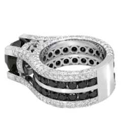 Unique 14K White Gold Large White And Black Diamond Ring 12ct By Luxurman -Outlet Bijou Lush Store unique 14k gold large white and black diamond ring 12ct by luxurman backwh