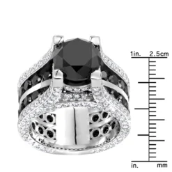 Unique 14K White Gold Large White And Black Diamond Ring 12ct By Luxurman -Outlet Bijou Lush Store unique 14k gold large white and black diamond ring 12ct by luxurman rulerwh