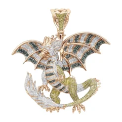 Unique 14K White Gold White Yellow Blue Diamond Dragon Pendant For Men 4.25ct -Outlet Bijou Lush Store unique 14k gold white yellow blue diamond dragon pendant for men 425ct ro