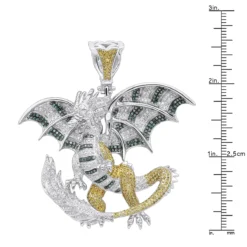 Unique 14K White Gold White Yellow Blue Diamond Dragon Pendant For Men 4.25ct -Outlet Bijou Lush Store unique 14k gold white yellow blue diamond dragon pendant for men 425ct rulerwh