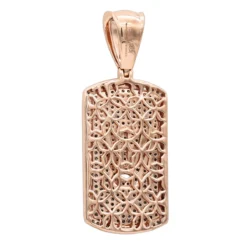 Unique 1ct Champagne Diamond Dog Tag Pendant With Crown 10K Rose Gold Iced Out Design -Outlet Bijou Lush Store unique 1ct champagne diamond dog tag pendant with crown 10k gold iced out design 407099 backro
