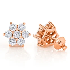 Unique 2.5 Carat Diamond Stud Earrings Cluster Star Design 14K White Gold -Outlet Bijou Lush Store unique 3 carat diamond stud earrings cluster design 14k gold ro