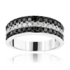 Unique 3 Row White Black Diamond Wedding Band 1.35ct 10K White Gold Luxurman Ring -Outlet Bijou Lush Store unique 3 row white black diamond wedding band 135ct 10k luxurman wh