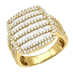 Unique 4 Carat Mens Diamond Ring 14K Yellow Gold Statement & Pinky Rings Collection