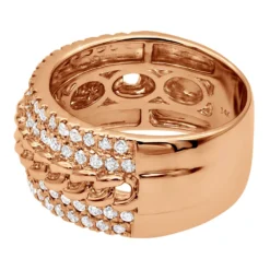 Unique Diamond Ring For Men & Women Cuban Link Chain Band 14K White Gold 1.2ct -Outlet Bijou Lush Store unique diamond ring for men women cuban link chain band 14k gold 12ct 803259 backro