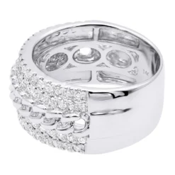 Unique Diamond Ring For Men & Women Cuban Link Chain Band 14K White Gold 1.2ct -Outlet Bijou Lush Store unique diamond ring for men women cuban link chain band 14k gold 12ct 803259 backwh