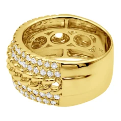 Unique Diamond Ring For Men & Women Cuban Link Chain Band 14K White Gold 1.2ct -Outlet Bijou Lush Store unique diamond ring for men women cuban link chain band 14k gold 12ct 803259 backye