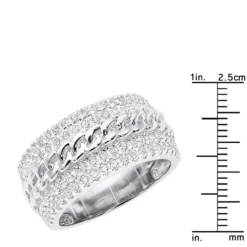 Unique Diamond Ring For Men & Women Cuban Link Chain Band 14K White Gold 1.2ct -Outlet Bijou Lush Store unique diamond ring for men women cuban link chain band 14k gold 12ct 803259 rulerwh