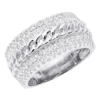 Unique Diamond Ring For Men & Women Cuban Link Chain Band 14K White Gold 1.2ct -Outlet Bijou Lush Store unique diamond ring for men women cuban link chain band 14k gold 12ct 803259 wh
