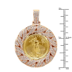 Unique 14K Rose Gold Liberty Coin Diamond Pendant For Men Medallion 3.1ct. -Outlet Bijou Lush Store unique gold liberty coin diamond pendant for men medallion 31ct 804046 rulerro