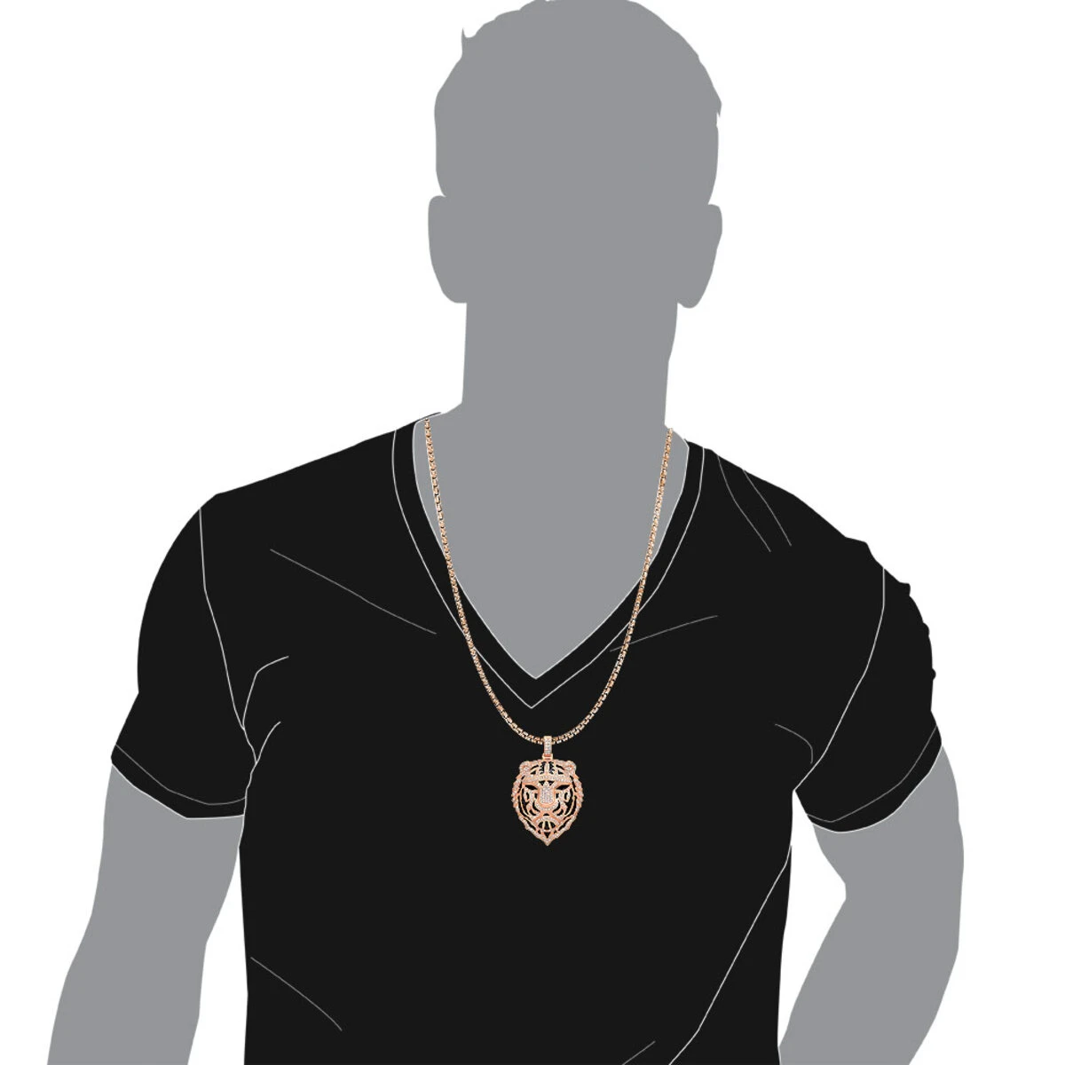 Unique Men's Diamond Tiger Pendant 14K Yellow Gold With Black Enamel 4ct 11 Unique Men's Diamond Tiger Pendant 14K Yellow Gold With Black Enamel 4ct - Image 9