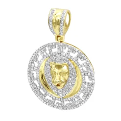 Unique Luxurman 10K Yellow Gold Lion Head Diamond Pendant For Men Medallion 0.9ct