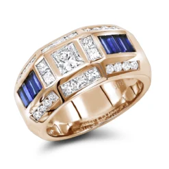 Unique Luxurman Bands 18K White Gold Sapphire Diamond Ring For Men 3.5ct -Outlet Bijou Lush Store unique luxurman bands 18k gold sapphire diamond ring for men 35ct ro
