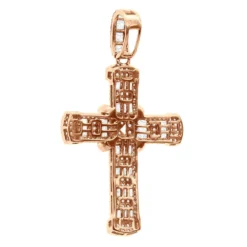 Unique Men's Diamond Cross Pendant 14K Yellow Gold 2 Inch 3 Carats -Outlet Bijou Lush Store unique mens diamond cross pendant 14k gold 2 inch 3 carats 803238 backro
