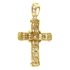 Unique Men's Diamond Cross Pendant 14K Yellow Gold 2 Inch 3 Carats -Outlet Bijou Lush Store unique mens diamond cross pendant 14k gold 2 inch 3 carats 803238 backye
