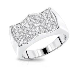 Unique Men's Diamond Ring By Luxurman 1.1ct 14K White Gold